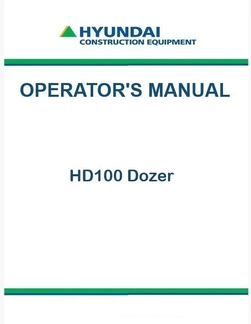 Hyundai HD100 Dozer Pdf Operator's Manual Download
