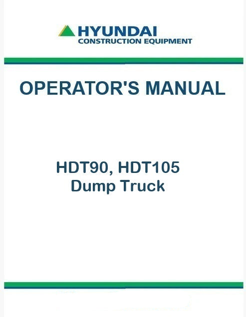 Hyundai HDT90, HDT105 Dump Truck Pdf Operator's Manual Download