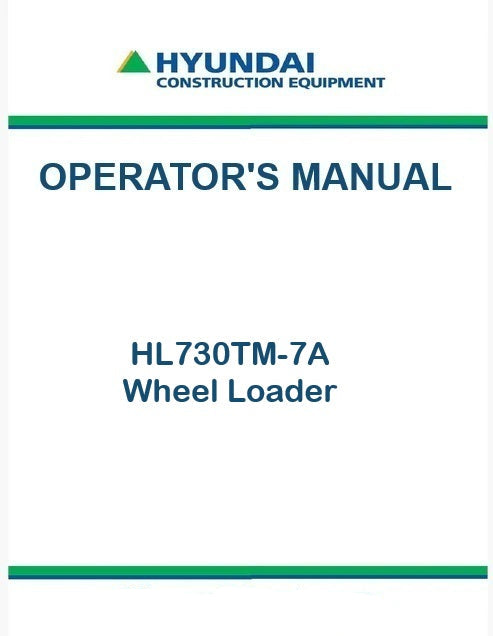 Hyundai HL730TM-7A Wheel Loader Pdf Operator's Manual