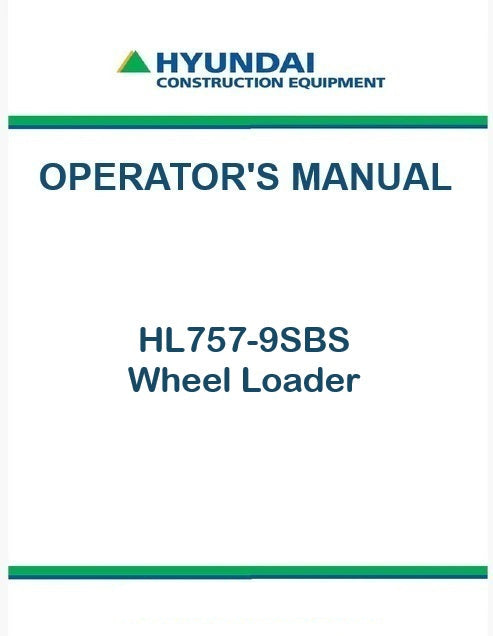 Hyundai HL757-9SBS Wheel Loader Pdf Operator's Manual Download (Brazil)
