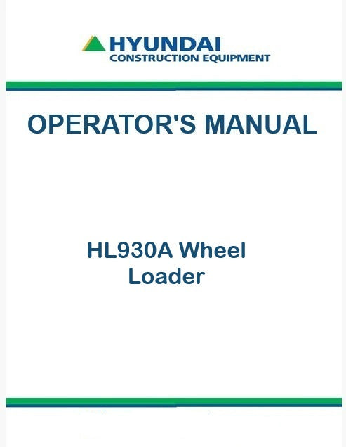 Hyundai HL930A Wheel Loader Pdf Operator's Manual
