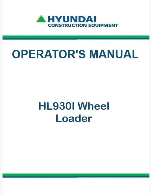 Hyundai HL930I Wheel Loader Pdf Operator's Manual Download