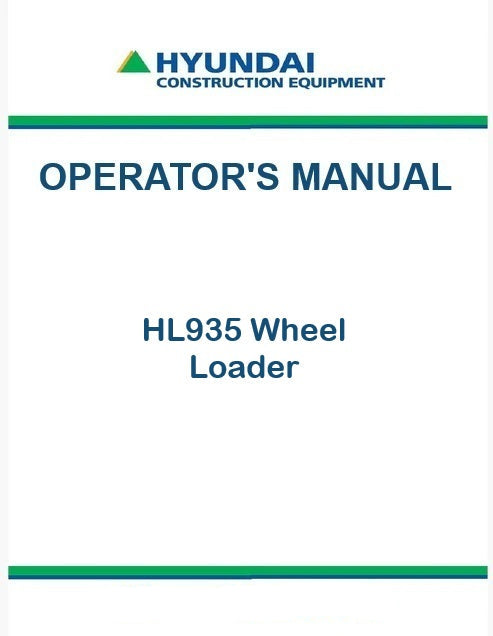Hyundai HL935 Wheel Loader Pdf Operator's Manual