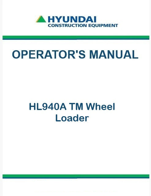 Hyundai HL940A TM Wheel Loader Pdf Operator's Manual