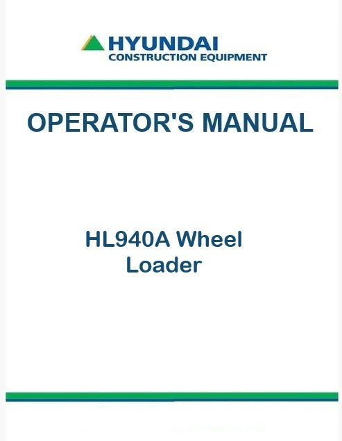 Hyundai HL940A Wheel Loader Pdf Operator's Manual
