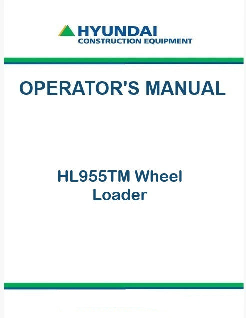 Hyundai HL955TM Wheel Loader Pdf Operator's Manual