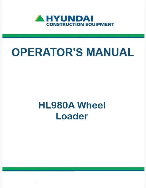 Hyundai HL980A Wheel Loader Pdf Operator's Manual