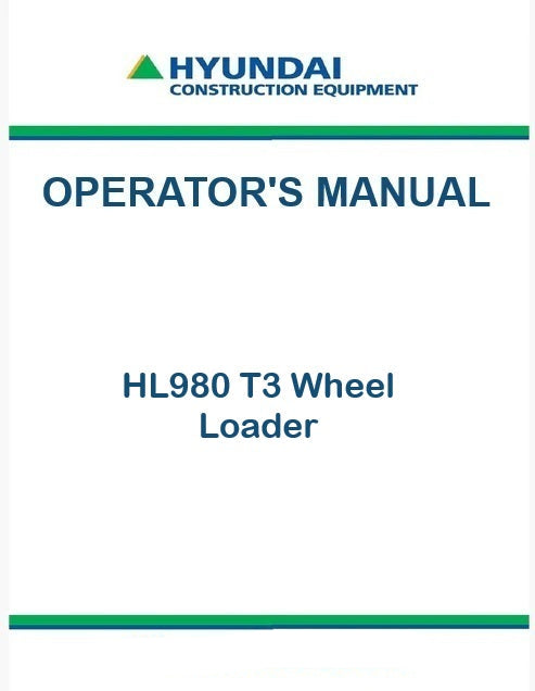 Hyundai HL980 T3 Wheel Loader Pdf Operator's Manual