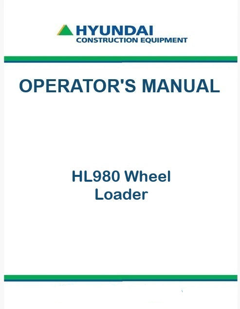 Hyundai HL980 Wheel Loader Pdf Operator's Manual