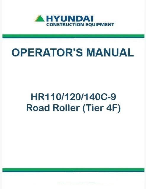 Hyundai HR110/120/140C-9 Road Roller Pdf Operator's Manual (Tier 4F)
