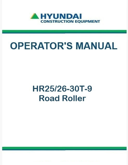 Hyundai HR25/26-30T-9 Road Roller Pdf Operator's Manual Download