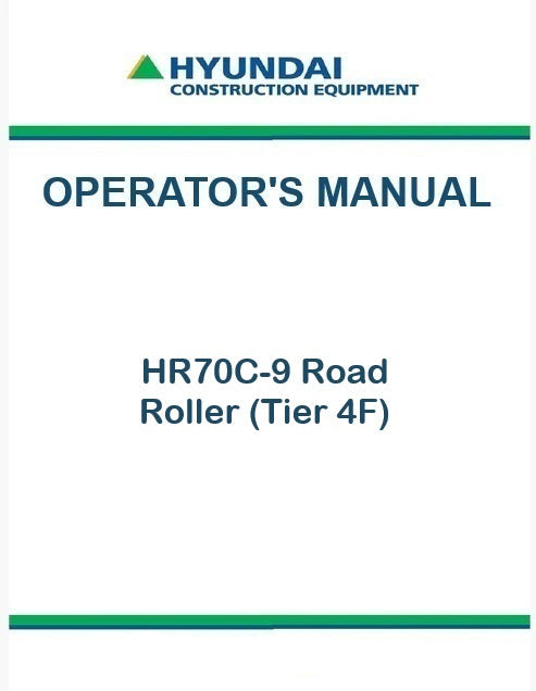 Hyundai HR70C-9 Road Roller Pdf Operator's Manual Download (Tier 4F)