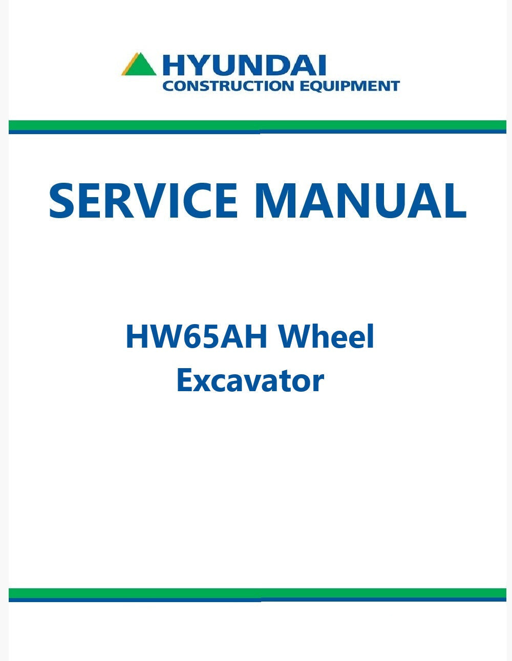 Hyundai HW65AH Wheel Excavator Pdf Repair Service Manual