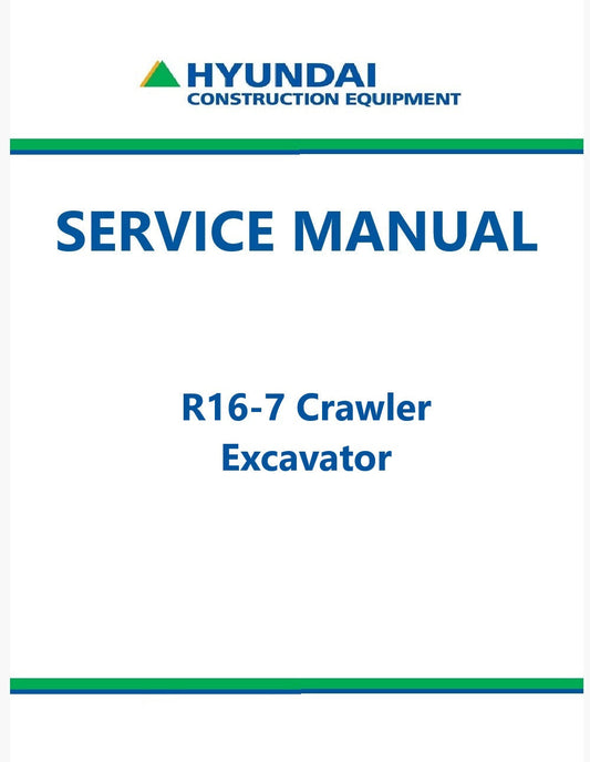 Hyundai R16-7 Crawler Excavator Pdf Repair Service Manual