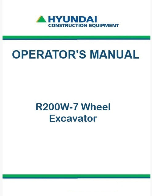 Hyundai R200W-7 Wheel Excavator Pdf Operator's Manual