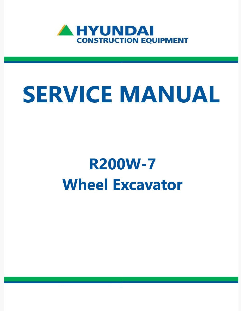 Hyundai R200W-7 Wheel Excavator Pdf Repair Service Manual