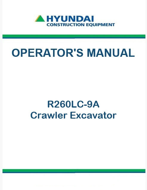 Hyundai R260LC-9A Crawler Excavator Pdf Operator's Manual
