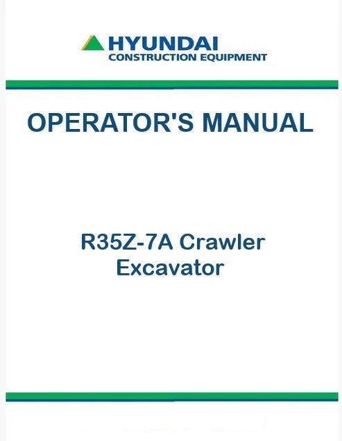 Hyundai R35Z-7A Crawler Excavator Pdf Operator's Manual