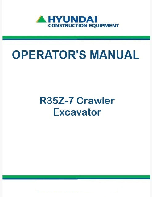 Hyundai R35Z-7 Crawler Excavator Pdf Operator's Manual