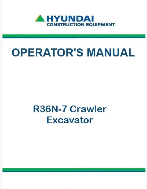 Hyundai R36N-7 Crawler Excavator Pdf Operator's Manual