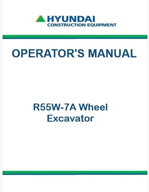 Hyundai R55W-7A Wheel Excavator Pdf Operator's Manual