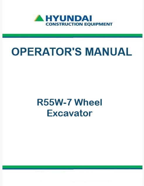 Hyundai R55W-7 Wheel Excavator Pdf Operator's Manual