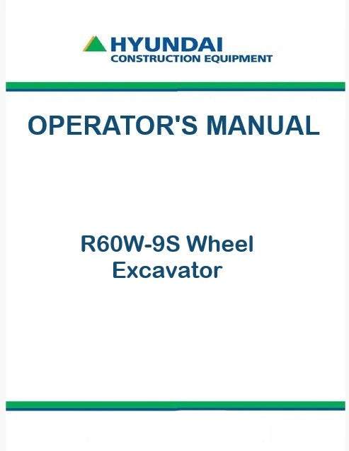Hyundai R60W-9S Wheel Excavator Pdf Operator's Manual
