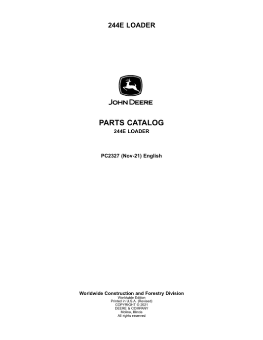 John Deere 244E Loaders Parts Catalog Manual – PC2327