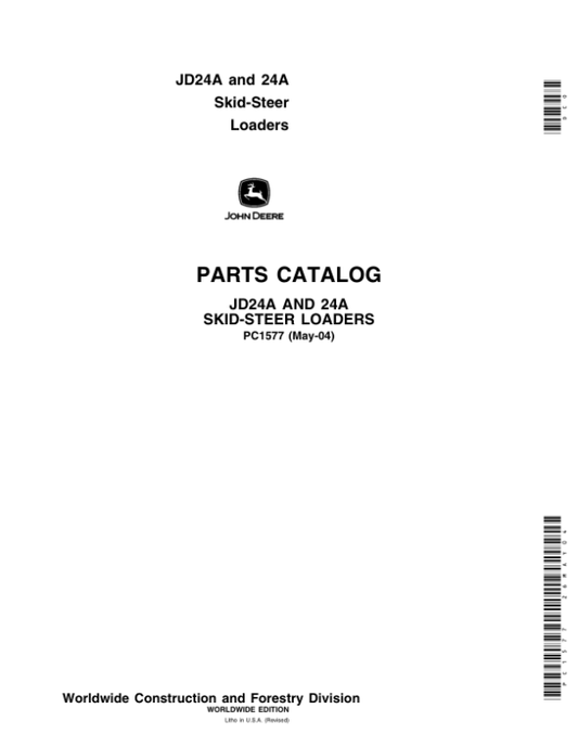 John Deere 24A Skid Steers Parts Catalog Manual – PC1577