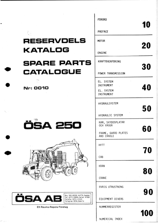 John Deere 250 OSA Forwarders Parts Catalog Manual