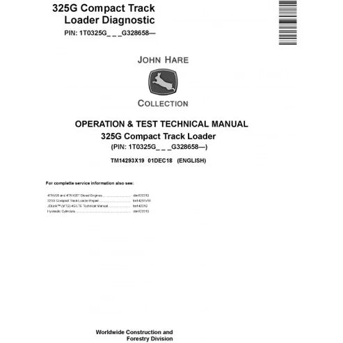 John Deere 325G Compact Track Loader Diagnostic, Operation and Tests Technical Service Manual Pdf - TM14293X19
