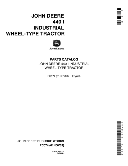 John Deere 440I Tractors Parts Catalog Manual – PC574