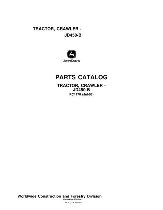 John Deere 450B Crawlers Parts Catalog Manual – PC1170
