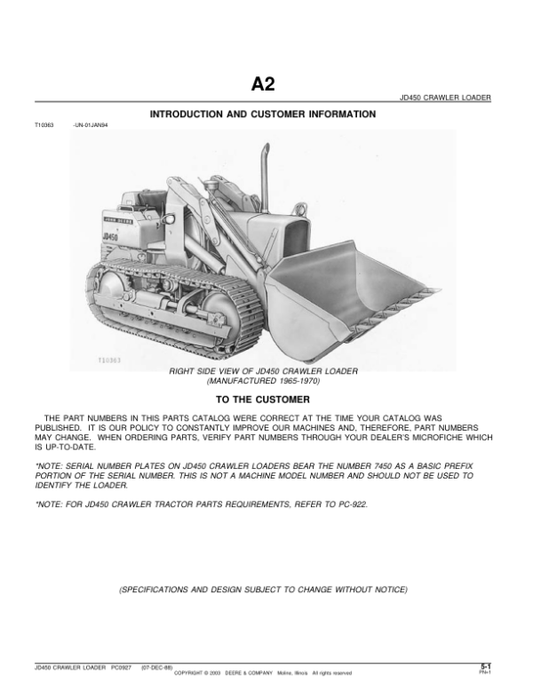 John Deere 450 Attachments ( 7710 and 7711 blade boom, and drott 1-in1) Parts Catalog Manual – PC927