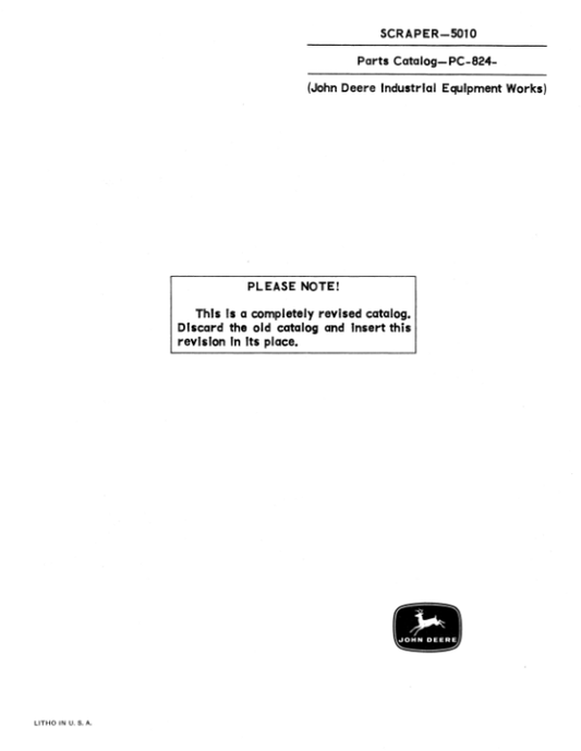 John Deere 5010 Scrapers Parts Catalog Manual – PC824