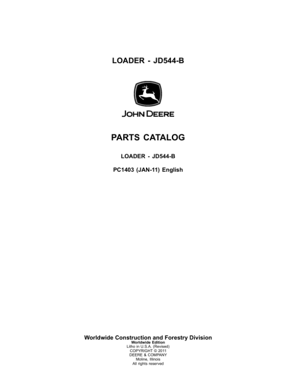 John Deere 544B Loaders Parts Catalog Manual – PC1403