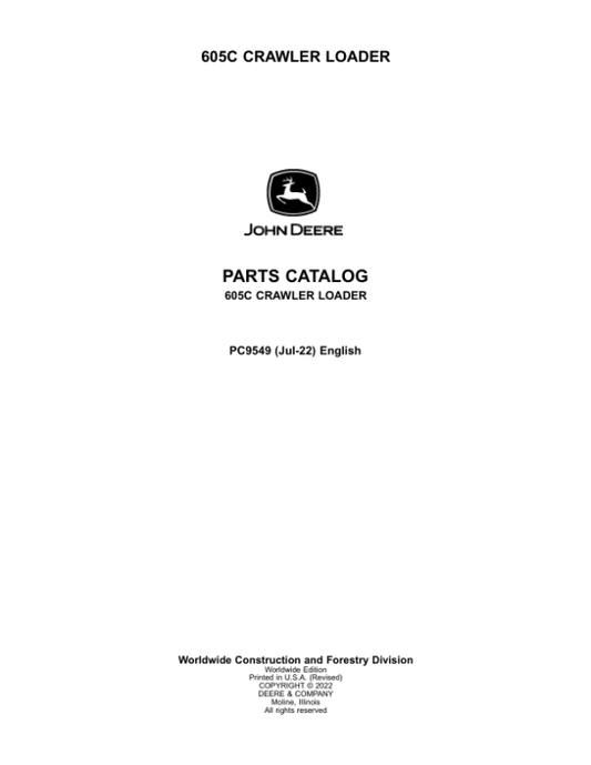 John Deere 605C Crawlers Parts Catalog Manual – PC9549