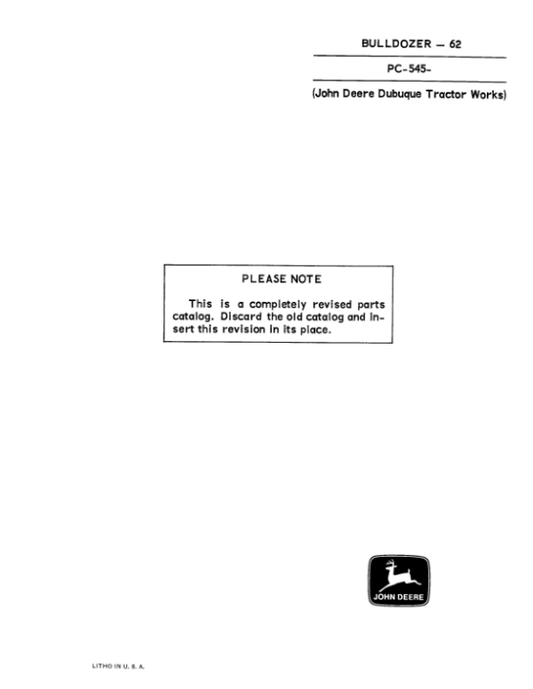 John Deere 62 Attachments (SN JD 62 Bulldozer and 440 Industrial Crawler) Parts Catalog Manual – PC545