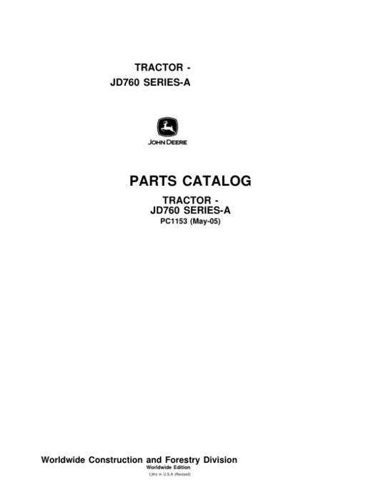 John Deere 760A Tractors Parts Catalog Manual – PC1153