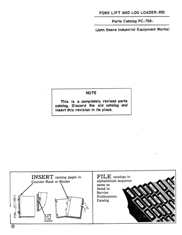 John Deere 850 Attachments (Forklift and Log Logger 850) Parts Catalog Manual – PC768