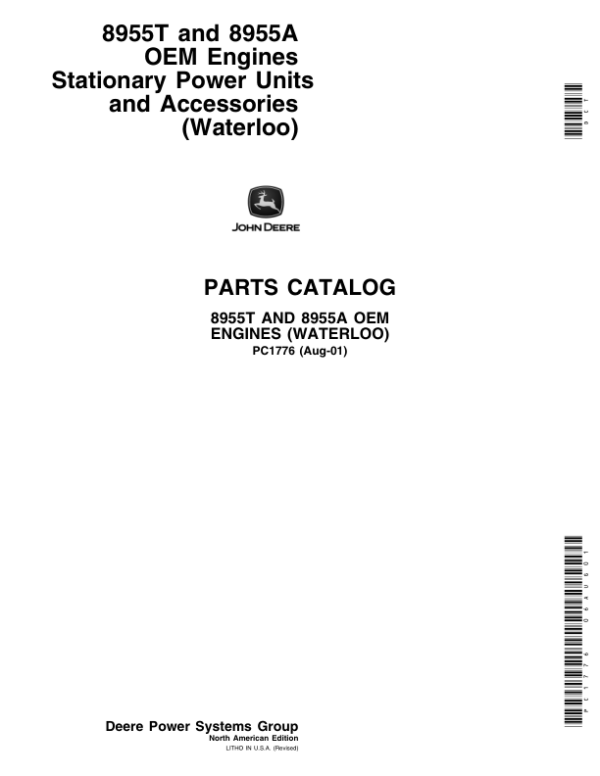 John Deere 8955, 8955A, 8955T Engines Parts Catalog Manual – PC1776
