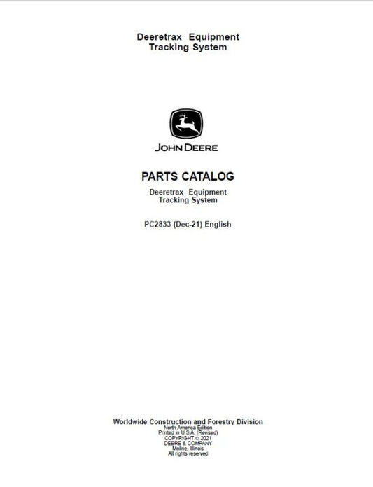 John Deere Deeretrax Equipment Tracking System Parts Catalog Manual – PC2833