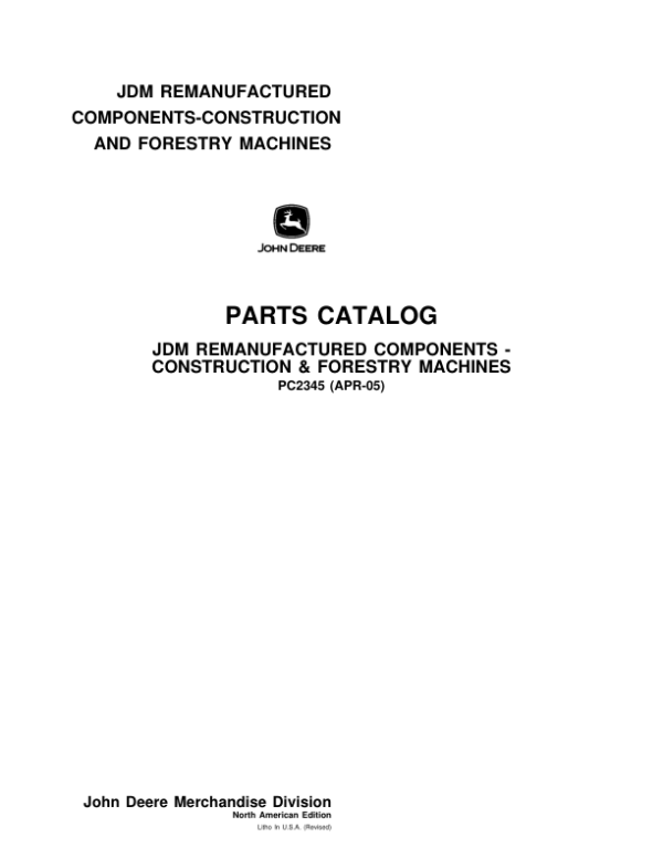 John Deere JDM Remanufactured Components Parts Catalog Manual – PC2345