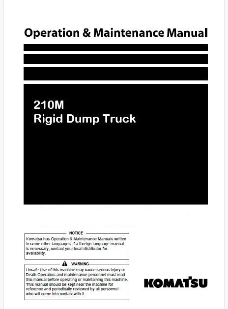 Komatsu 210M Rigid Dump Truck Pdf Operation and Maintenance Manual