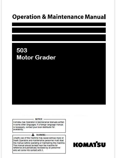Komatsu 503 Motor Grader Pdf Operation and Maintenance Manual