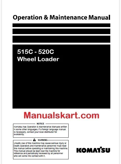 Komatsu 515C - 520C Wheel Loader Pdf Operation and Maintenance Manual