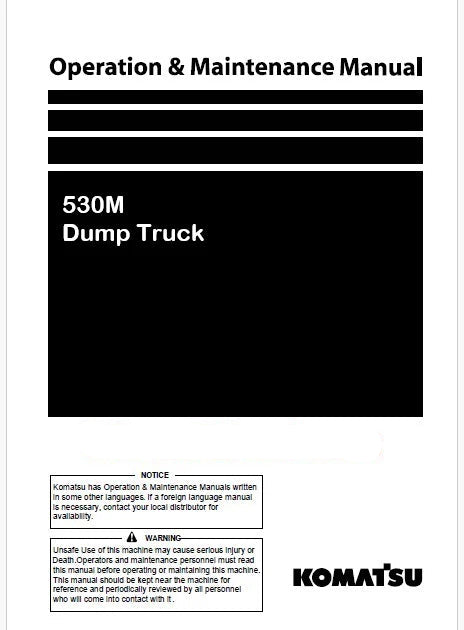 Komatsu 530M Dump Truck Pdf Operation and Maintenance Manual