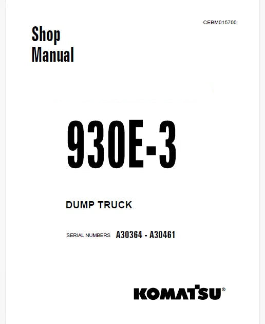 Komatsu 930E-3 Dump Truck Pdf Repair Service Manual Sn A30364 - A30461