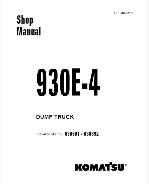 Komatsu 930E-4 Dump Truck Pdf Repair Service Manual Sn A30601 - A30692