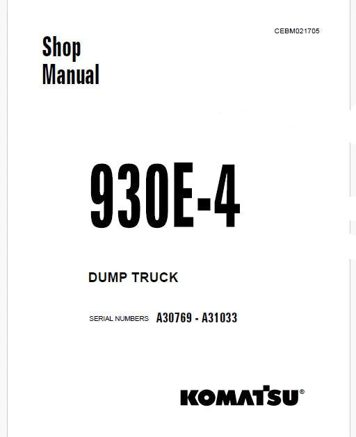 Komatsu 930E-4 Dump Truck Pdf Repair Service Manual Sn A30769 - A31033